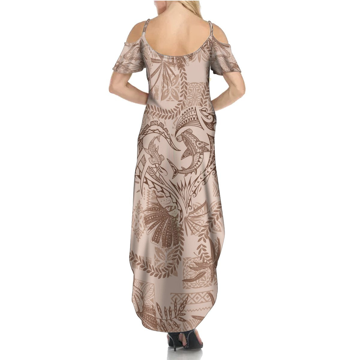 Hawaii Father's Day Vintage Lei Summer Maxi Dress Hauoli la Makuakane - Beige LT7 - Polynesian Pride