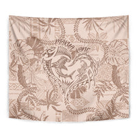 Hawaii Father's Day Vintage Lei Tapestry Hauoli la Makuakane - Beige