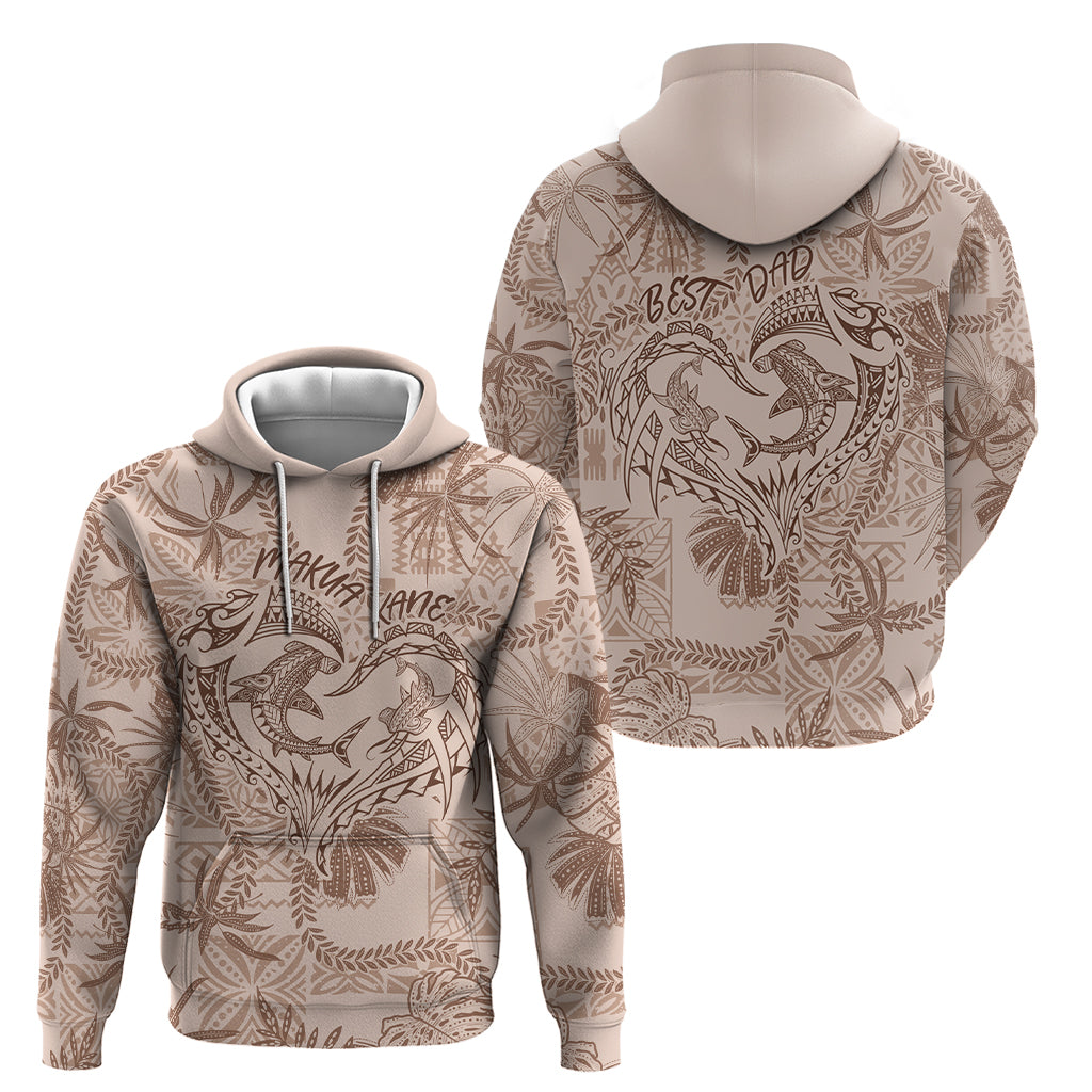 Hawaii Father's Day Vintage Lei Zip Hoodie Hauoli la Makuakane - Beige LT7 - Polynesian Pride