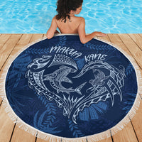 Hawaii Father's Day Vintage Lei Beach Blanket Hauoli la Makuakane - Blue