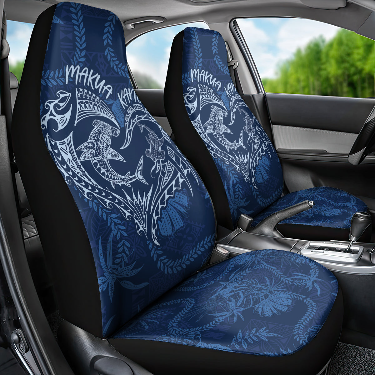 Hawaii Father's Day Vintage Lei Car Seat Cover Hauoli la Makuakane - Blue LT7 - Polynesian Pride