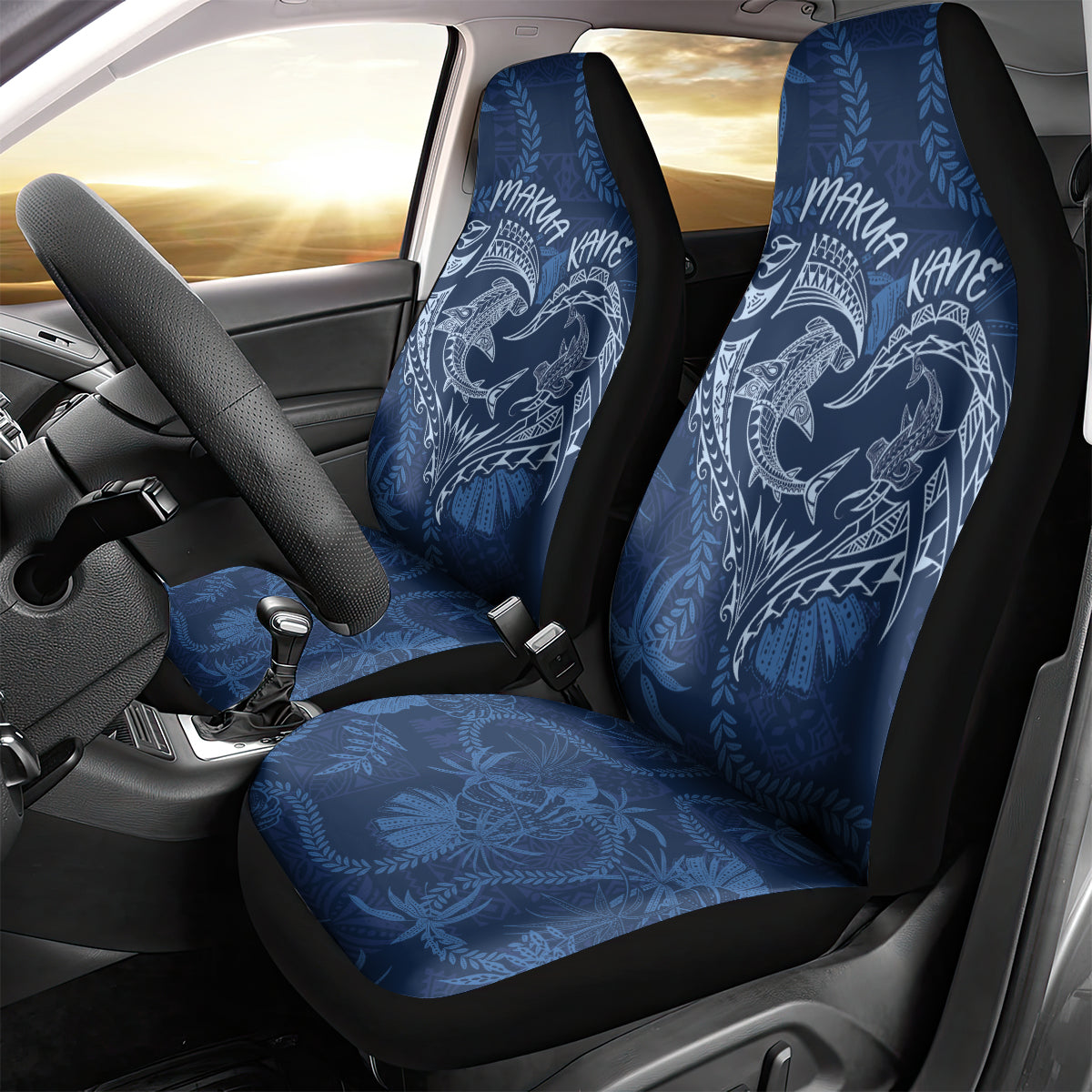 Hawaii Father's Day Vintage Lei Car Seat Cover Hauoli la Makuakane - Blue LT7 - Polynesian Pride