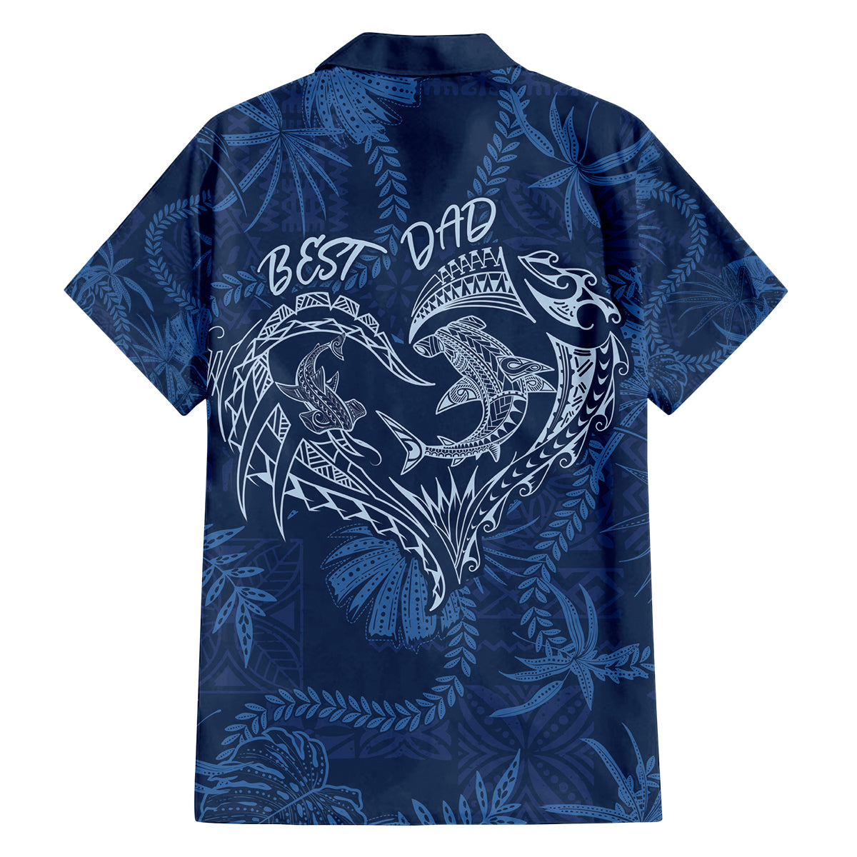 Hawaii Father's Day Vintage Lei Family Matching Off Shoulder Short Dress and Hawaiian Shirt Hauoli la Makuakane - Blue LT7 - Polynesian Pride