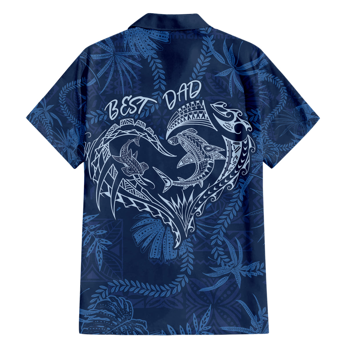 Hawaii Father's Day Vintage Lei Family Matching Short Sleeve Bodycon Dress and Hawaiian Shirt Hauoli la Makuakane - Blue LT7 - Polynesian Pride