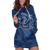Hawaii Father's Day Vintage Lei Hoodie Dress Hauoli la Makuakane - Blue LT7 Blue - Polynesian Pride