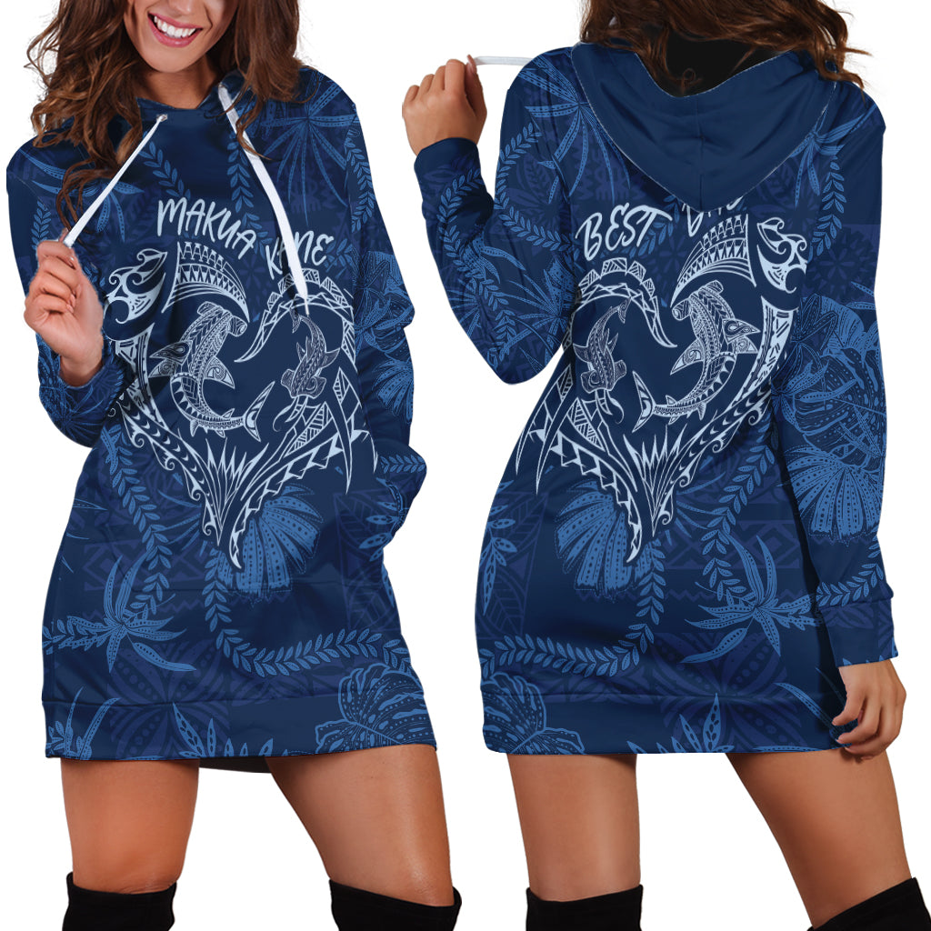 Hawaii Father's Day Vintage Lei Hoodie Dress Hauoli la Makuakane - Blue LT7 - Polynesian Pride