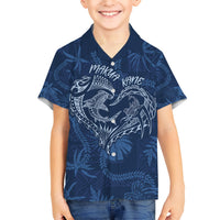 Hawaii Father's Day Vintage Lei Kid Hawaiian Shirt Hauoli la Makuakane - Blue LT7 Kid Blue - Polynesian Pride