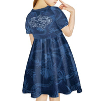 Hawaii Father's Day Vintage Lei Kid Short Sleeve Dress Hauoli la Makuakane - Blue LT7 - Polynesian Pride