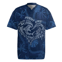 Hawaii Father's Day Vintage Lei Rugby Jersey Hauoli la Makuakane - Blue