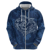 Hawaii Father's Day Vintage Lei Zip Hoodie Hauoli la Makuakane - Blue LT7 - Polynesian Pride