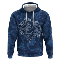 Hawaii Father's Day Vintage Lei Zip Hoodie Hauoli la Makuakane - Blue LT7 Pullover Hoodie Blue - Polynesian Pride