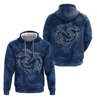 Hawaii Father's Day Vintage Lei Zip Hoodie Hauoli la Makuakane - Blue LT7 - Polynesian Pride