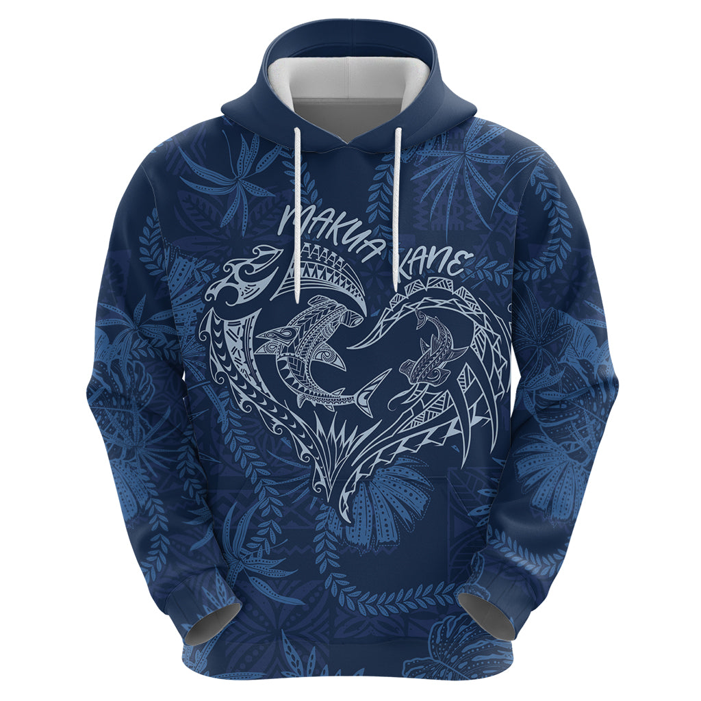 Hawaii Father's Day Vintage Lei Zip Hoodie Hauoli la Makuakane - Blue LT7 - Polynesian Pride