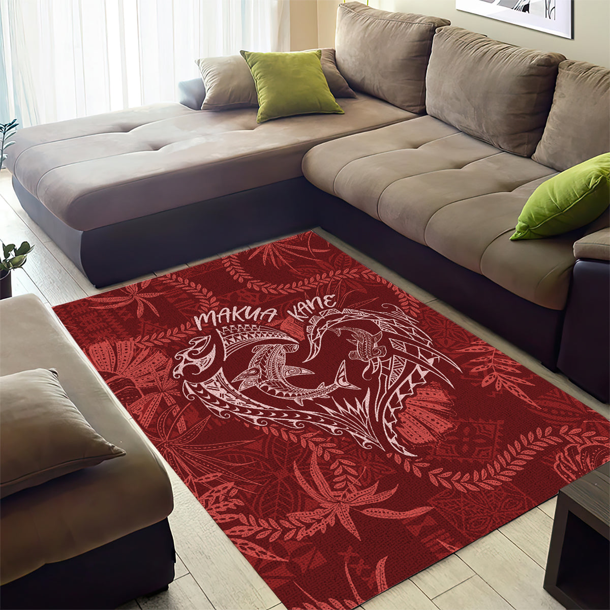 Hawaii Father's Day Vintage Lei Area Rug Hauoli la Makuakane - Red