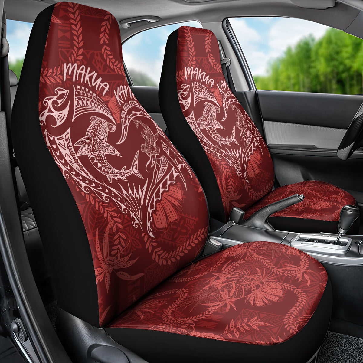 Hawaii Father's Day Vintage Lei Car Seat Cover Hauoli la Makuakane - Red LT7 - Polynesian Pride