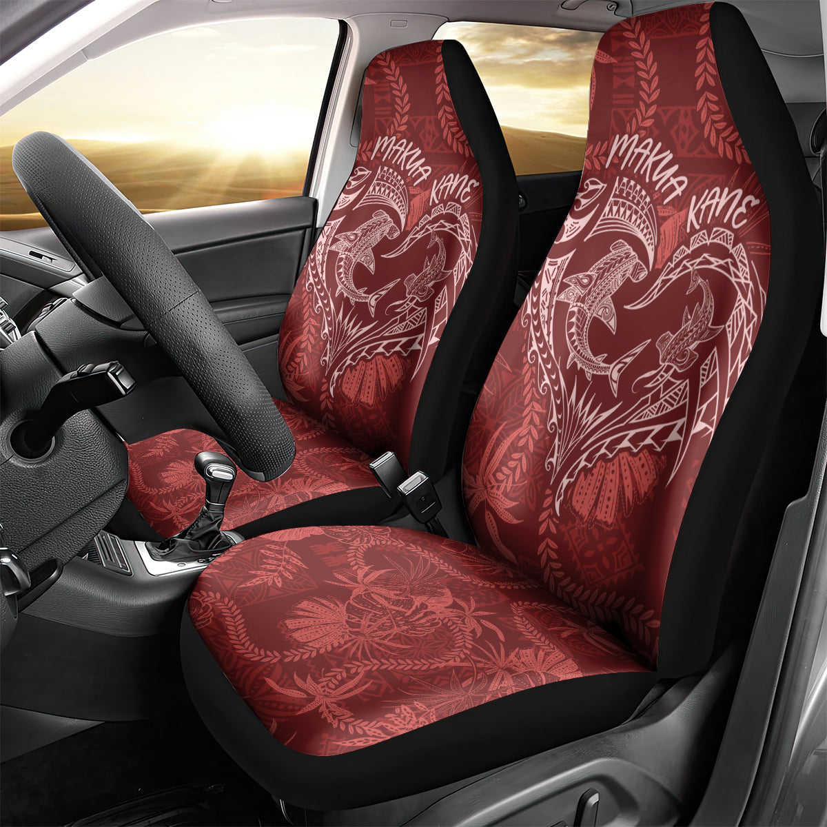 Hawaii Father's Day Vintage Lei Car Seat Cover Hauoli la Makuakane - Red LT7 - Polynesian Pride