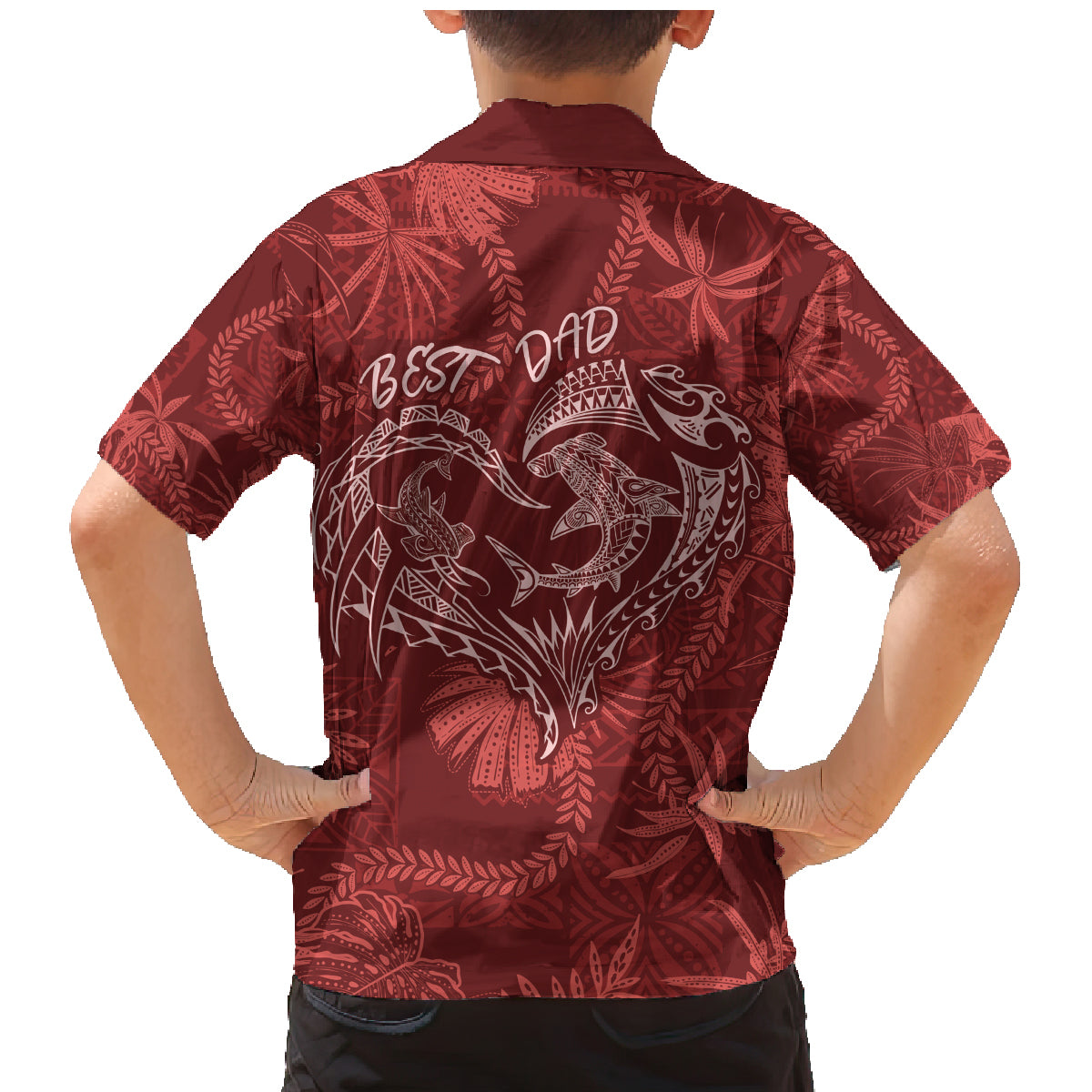 Hawaii Father's Day Vintage Lei Family Matching Mermaid Dress and Hawaiian Shirt Hauoli la Makuakane - Red LT7 - Polynesian Pride