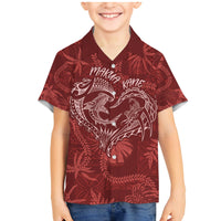 Hawaii Father's Day Vintage Lei Family Matching Mermaid Dress and Hawaiian Shirt Hauoli la Makuakane - Red LT7 Son's Shirt Red - Polynesian Pride