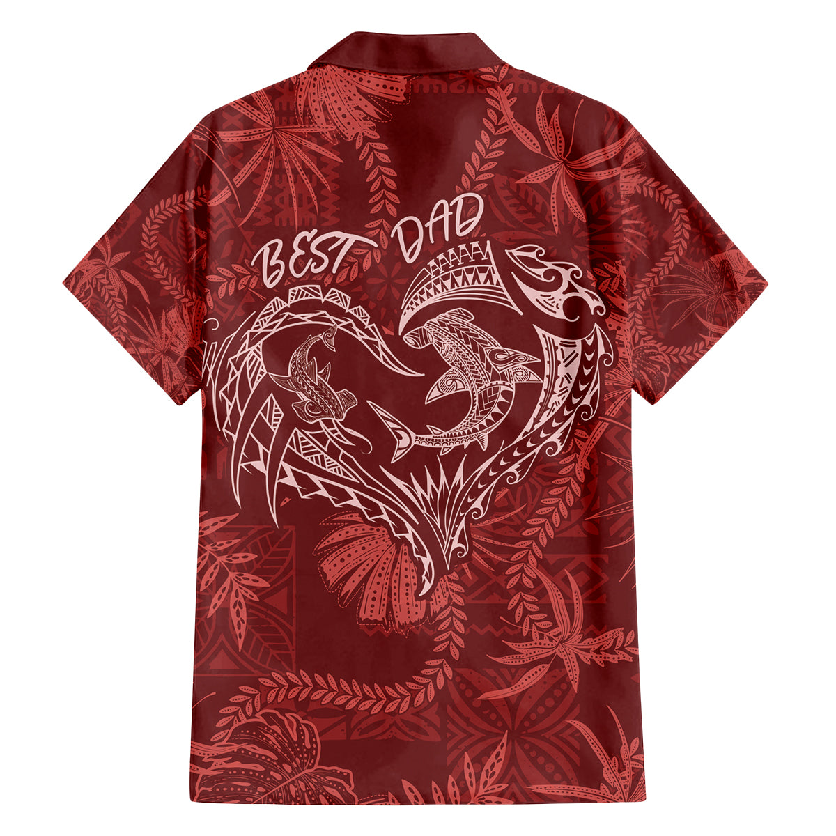 Hawaii Father's Day Vintage Lei Family Matching Off Shoulder Maxi Dress and Hawaiian Shirt Hauoli la Makuakane - Red LT7 - Polynesian Pride