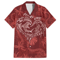 Hawaii Father's Day Vintage Lei Family Matching Off Shoulder Short Dress and Hawaiian Shirt Hauoli la Makuakane - Red LT7 Dad's Shirt - Short Sleeve Red - Polynesian Pride