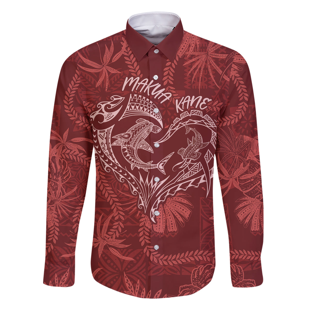 Hawaii Father's Day Vintage Lei Family Matching Short Sleeve Bodycon Dress and Hawaiian Shirt Hauoli la Makuakane - Red LT7 Dad's Shirt - Long Sleeve Red - Polynesian Pride