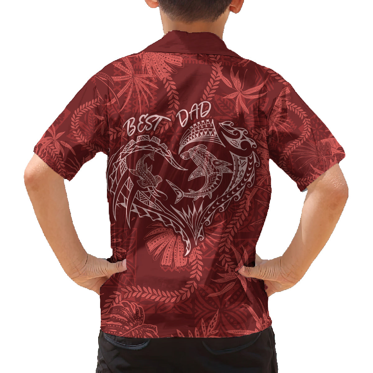 Hawaii Father's Day Vintage Lei Family Matching Summer Maxi Dress and Hawaiian Shirt Hauoli la Makuakane - Red LT7 - Polynesian Pride
