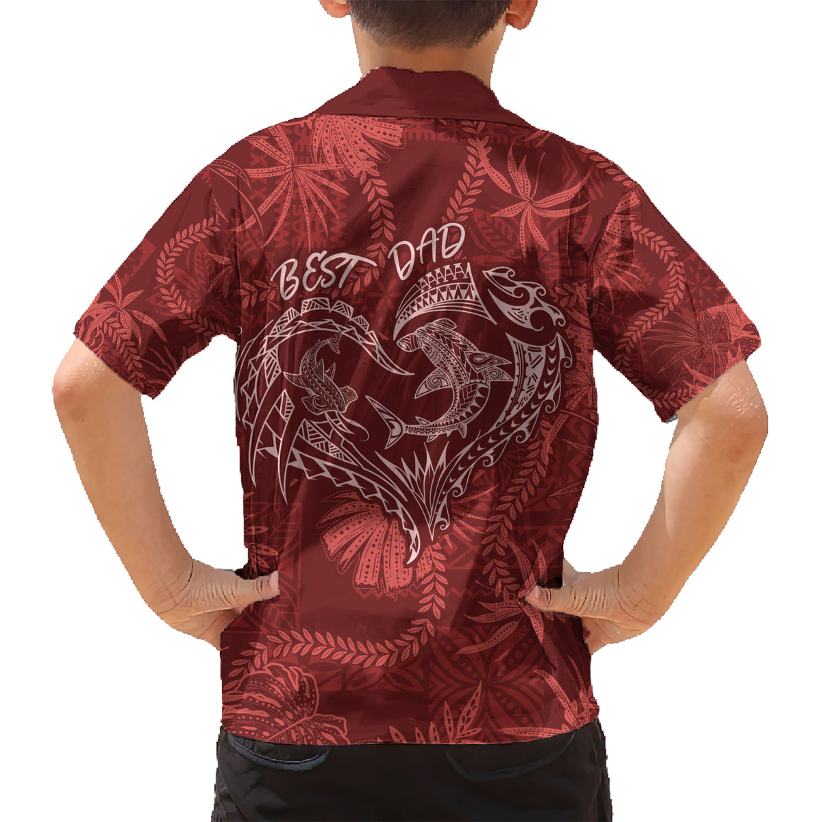 Hawaii Father's Day Vintage Lei Kid Hawaiian Shirt Hauoli la Makuakane - Red LT7 - Polynesian Pride