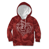 Hawaii Father's Day Vintage Lei Kid Hoodie Hauoli la Makuakane - Red LT7 Hoodie Red - Polynesian Pride