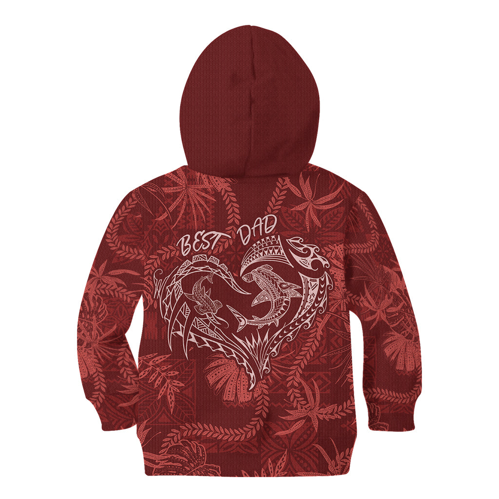 Hawaii Father's Day Vintage Lei Kid Hoodie Hauoli la Makuakane - Red LT7 - Polynesian Pride