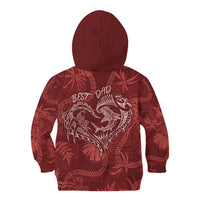 Hawaii Father's Day Vintage Lei Kid Hoodie Hauoli la Makuakane - Red LT7 - Polynesian Pride
