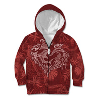 Hawaii Father's Day Vintage Lei Kid Hoodie Hauoli la Makuakane - Red LT7 Zip Hoodie Red - Polynesian Pride