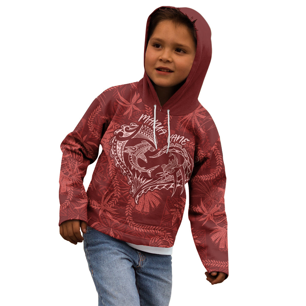 Hawaii Father's Day Vintage Lei Kid Hoodie Hauoli la Makuakane - Red LT7 - Polynesian Pride