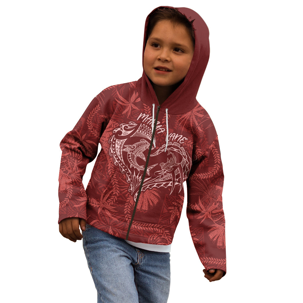 Hawaii Father's Day Vintage Lei Kid Hoodie Hauoli la Makuakane - Red LT7 - Polynesian Pride