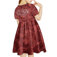 Hawaii Father's Day Vintage Lei Kid Short Sleeve Dress Hauoli la Makuakane - Red LT7 - Polynesian Pride