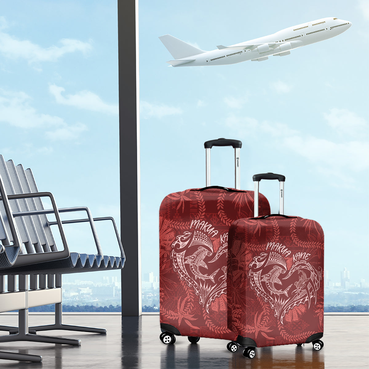 Hawaii Father's Day Vintage Lei Luggage Cover Hauoli la Makuakane - Red LT7 - Polynesian Pride