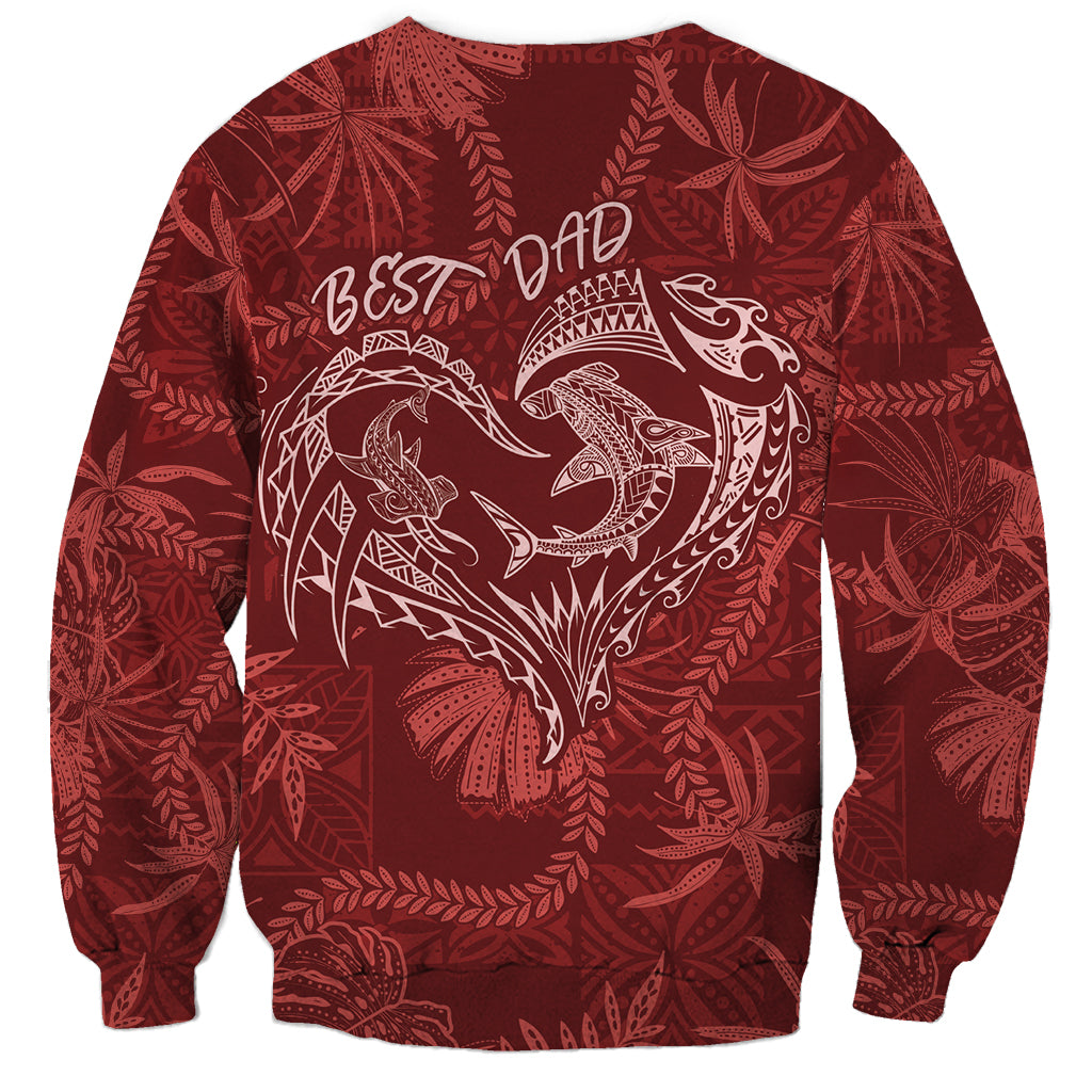 Hawaii Father's Day Vintage Lei Sweatshirt Hauoli la Makuakane - Red LT7 - Polynesian Pride