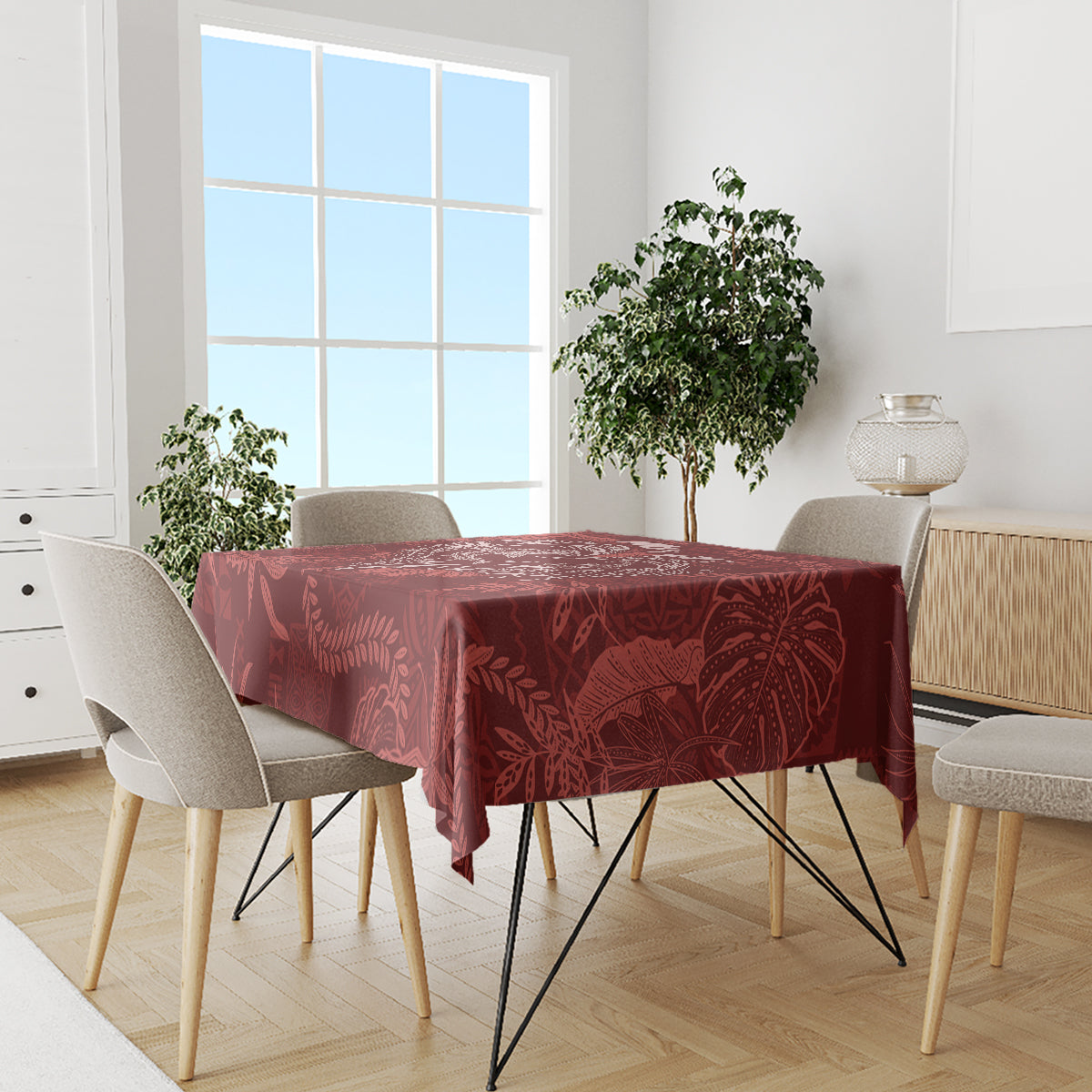 Hawaii Father's Day Vintage Lei Tablecloth Hauoli la Makuakane - Red