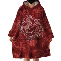 Hawaii Father's Day Vintage Lei Wearable Blanket Hoodie Hauoli la Makuakane - Red LT7 - Polynesian Pride