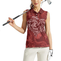 Hawaii Father's Day Vintage Lei Women Sleeveless Polo Shirt Hauoli la Makuakane - Red LT7 - Polynesian Pride