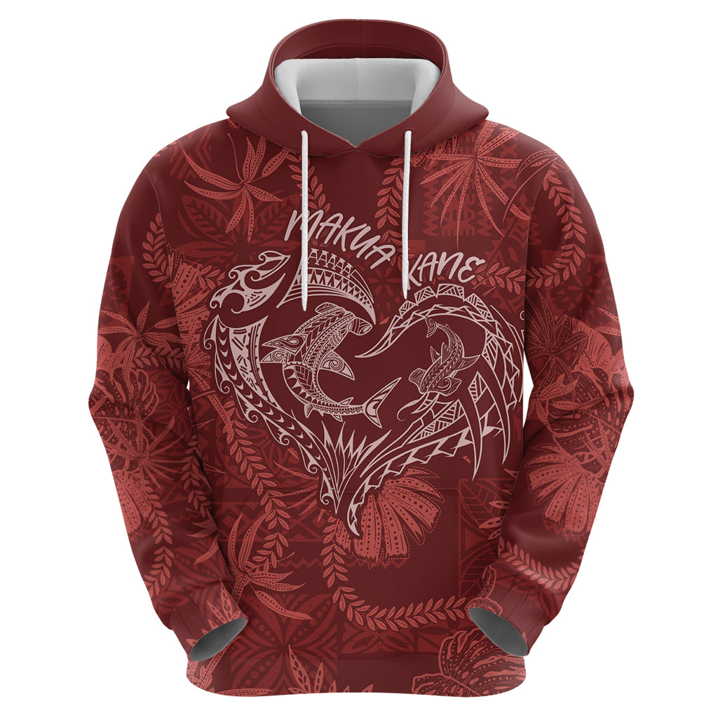 Hawaii Father's Day Vintage Lei Zip Hoodie Hauoli la Makuakane - Red LT7 - Polynesian Pride