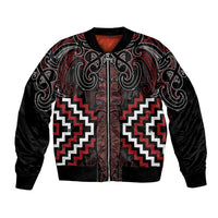 Maori Taiaha Whakairo Personalized Bomber Jacket Red Poutama Motifs LT7 Unisex Red - Polynesian Pride