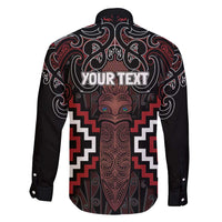 Maori Taiaha Whakairo Personalized Family Matching Mermaid Dress and Hawaiian Shirt Red Poutama Motifs LT7 - Polynesian Pride