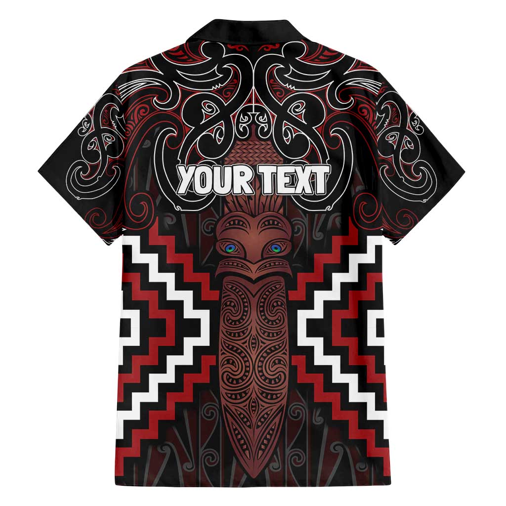 Maori Taiaha Whakairo Personalized Family Matching Off Shoulder Maxi Dress and Hawaiian Shirt Red Poutama Motifs LT7 - Polynesian Pride
