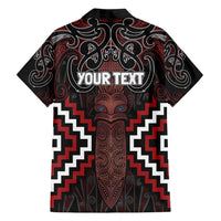 Maori Taiaha Whakairo Personalized Family Matching Off Shoulder Short Dress and Hawaiian Shirt Red Poutama Motifs LT7 - Polynesian Pride