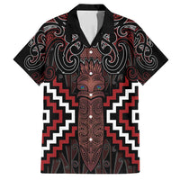Maori Taiaha Whakairo Personalized Family Matching Puletasi and Hawaiian Shirt Red Poutama Motifs LT7 Dad's Shirt - Short Sleeve Red - Polynesian Pride