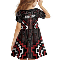 Maori Taiaha Whakairo Personalized Family Matching Tank Maxi Dress and Hawaiian Shirt Red Poutama Motifs LT7 - Polynesian Pride