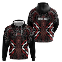 Maori Taiaha Whakairo Personalized Hoodie Red Poutama Motifs