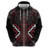 Maori Taiaha Whakairo Personalized Hoodie Red Poutama Motifs