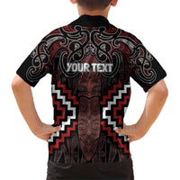 Maori Taiaha Whakairo Personalized Kid Hawaiian Shirt Red Poutama Motifs