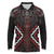 Maori Taiaha Whakairo Personalized Long Sleeve Polo Shirt Red Poutama Motifs